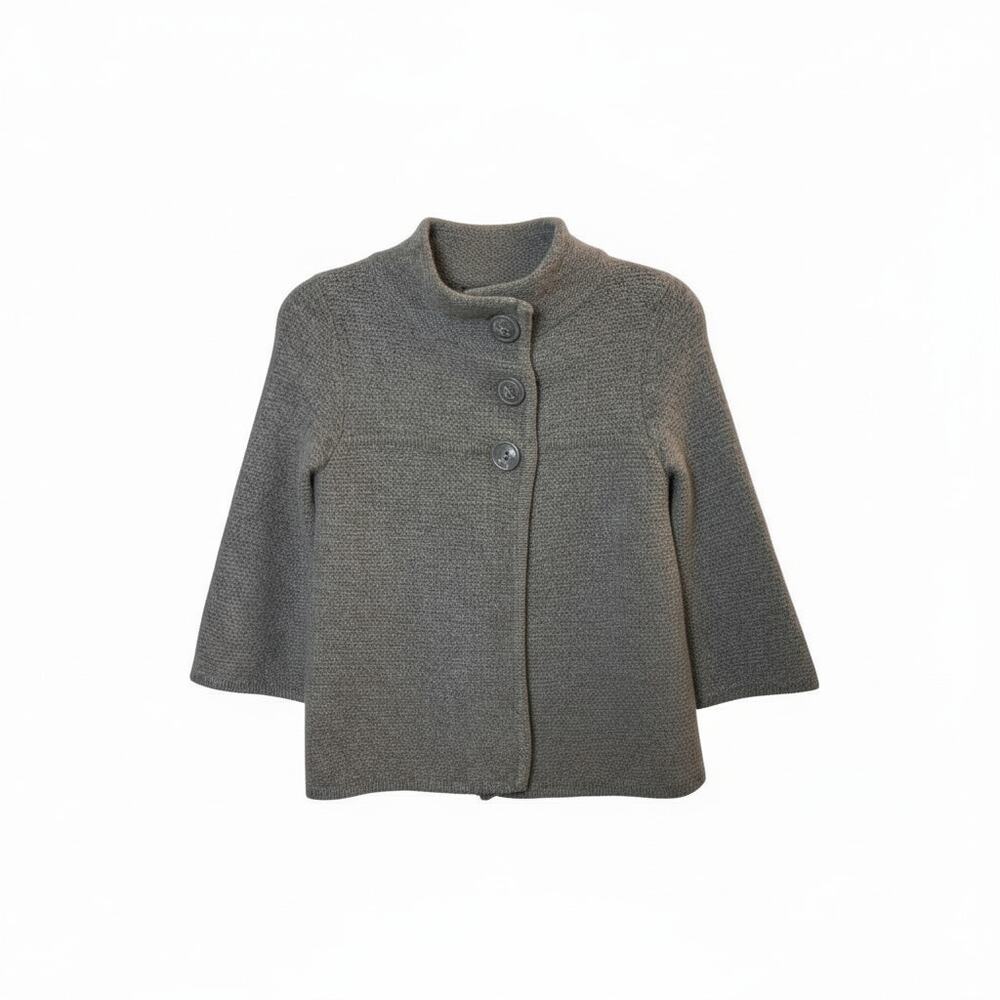 Fenn Wright Manson Grey Mock Neck Button Sweater Jacket Size Medium